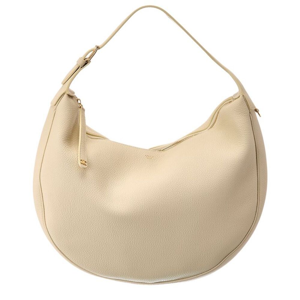 Celine Lulu Large Leather Hobo Bag, White